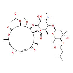 ChemSpider 2D Image | (2S,3S,4R,6S)-6-{[(2R,3S,4R,5R,6S)-6-{[(1R,3R,7R,8S,9S,10R,12R,14Z,16S)-7-Acetoxy-8-methoxy-3,12-dimethyl-5,13-dioxo-10-(2-oxoethyl)-4,17-dioxabicyclo[14.1.0]heptadec-14-en-9-yl]oxy}-4-(dimethylamino)
-5-hydroxy-2-methyltetrahydro-2H-pyran-3-yl]oxy}-4-hydroxy-2,4-dimethyltetrahydro-2H-pyran-3-yl 3-methylbutanoate (non-preferred name) | C42H67NO16