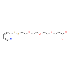 ChemSpider 2D Image | 3-(2-{2-[2-(2-Pyridinyldisulfanyl)ethoxy]ethoxy}ethoxy)propanoic acid | C14H21NO5S2