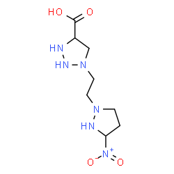 ChemSpider 2D Image | 1-[2-(3-Nitro-1-pyrazolidinyl)ethyl]-1,2,3-triazolidine-4-carboxylic acid | C8H16N6O4