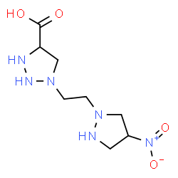 ChemSpider 2D Image | 1-[2-(4-Nitro-1-pyrazolidinyl)ethyl]-1,2,3-triazolidine-4-carboxylic acid | C8H16N6O4