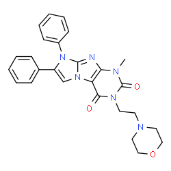 ChemSpider 2D Image | 1-Methyl-3-[2-(4-morpholinyl)ethyl]-7,8-diphenyl-1H-imidazo[2,1-f]purine-2,4(3H,8H)-dione | C26H26N6O3