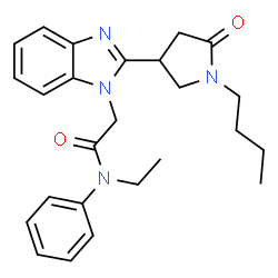 ChemSpider 2D Image | 2-[2-(1-Butyl-5-oxo-3-pyrrolidinyl)-1H-benzimidazol-1-yl]-N-ethyl-N-phenylacetamide | C25H30N4O2