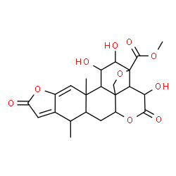 ChemSpider 2D Image | Methyl 3,4,10-trihydroxy-1,16-dimethyl-11,19-dioxo-6,12,20-trioxahexacyclo[13.7.0.0~2,8~.0~5,9~.0~8,13~.0~17,21~]docosa-17,21-diene-5-carboxylate | C23H26O10
