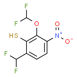 ChemSpider 2D Image | 2-(Difluoromethoxy)-6-(difluoromethyl)-3-nitrobenzenethiol | C8H5F4NO3S