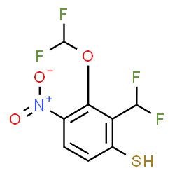ChemSpider 2D Image | 3-(Difluoromethoxy)-2-(difluoromethyl)-4-nitrobenzenethiol | C8H5F4NO3S