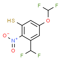 ChemSpider 2D Image | 5-(Difluoromethoxy)-3-(difluoromethyl)-2-nitrobenzenethiol | C8H5F4NO3S
