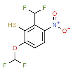ChemSpider 2D Image | 6-(Difluoromethoxy)-2-(difluoromethyl)-3-nitrobenzenethiol | C8H5F4NO3S