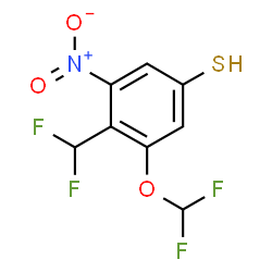 ChemSpider 2D Image | 3-(Difluoromethoxy)-4-(difluoromethyl)-5-nitrobenzenethiol | C8H5F4NO3S