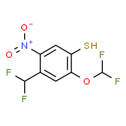 ChemSpider 2D Image | 2-(Difluoromethoxy)-4-(difluoromethyl)-5-nitrobenzenethiol | C8H5F4NO3S