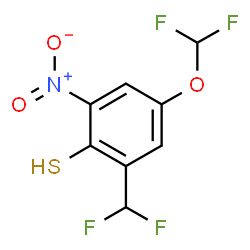 ChemSpider 2D Image | 4-(Difluoromethoxy)-2-(difluoromethyl)-6-nitrobenzenethiol | C8H5F4NO3S