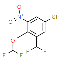 ChemSpider 2D Image | 4-(Difluoromethoxy)-3-(difluoromethyl)-5-nitrobenzenethiol | C8H5F4NO3S