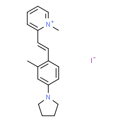 ChemSpider 2D Image | 1-Methyl-2-{(E)-2-[2-methyl-4-(1-pyrrolidinyl)phenyl]vinyl}pyridinium iodide | C19H23IN2