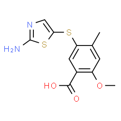 ChemSpider 2D Image | 5-[(2-Amino-1,3-thiazol-5-yl)sulfanyl]-2-methoxy-4-methylbenzoic acid | C12H12N2O3S2
