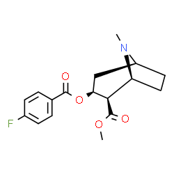 ChemSpider 2D Image | Methyl (1S,2R,3S,5S)-3-[(4-fluorobenzoyl)oxy]-8-methyl-8-azabicyclo[3.2.1]octane-2-carboxylate | C17H20FNO4