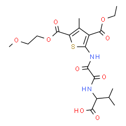 ChemSpider 2D Image | N-[({3-(Ethoxycarbonyl)-5-[(2-methoxyethoxy)carbonyl]-4-methyl-2-thienyl}amino)(oxo)acetyl]valine | C19H26N2O9S