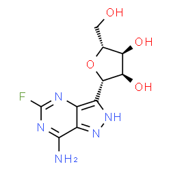 ChemSpider 2D Image | (1S)-1-(7-Amino-5-fluoro-2H-pyrazolo[4,3-d]pyrimidin-3-yl)-1,4-anhydro-D-ribitol | C10H12FN5O4