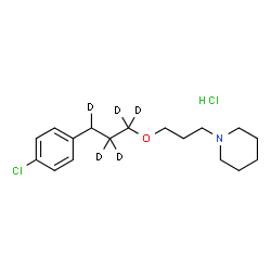 ChemSpider 2D Image | 1-(3-{[3-(4-Chlorophenyl)(1,1,2,2,3-~2~H_5_)propyl]oxy}propyl)piperidine hydrochloride (1:1) | C17H22D5Cl2NO