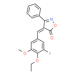 ChemSpider 2D Image | (4Z)-4-(4-Ethoxy-3-iodo-5-methoxybenzylidene)-3-phenyl-1,2-oxazol-5(4H)-one | C19H16INO4