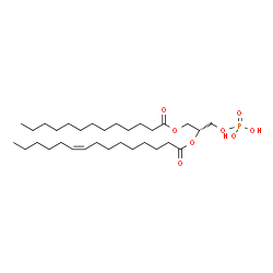 ChemSpider 2D Image | (2R)-1-(Phosphonooxy)-3-(tridecanoyloxy)-2-propanyl (9Z)-9-pentadecenoate | C31H59O8P