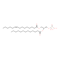 ChemSpider 2D Image | (2R)-3-(Phosphonooxy)-2-(tridecanoyloxy)propyl (9Z)-9-pentadecenoate | C31H59O8P