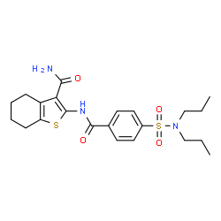 ChemSpider 2D Image | 2-{[4-(Dipropylsulfamoyl)benzoyl]amino}-4,5,6,7-tetrahydro-1-benzothiophene-3-carboxamide | C22H29N3O4S2