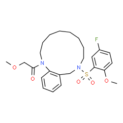 ChemSpider 2D Image | 1-{10-[(5-Fluoro-2-methoxyphenyl)sulfonyl]-2,3,4,5,6,7,8,9,10,11-decahydro-1H-1,10-benzodiazacyclotridecin-1-yl}-2-methoxyethanone | C25H33FN2O5S