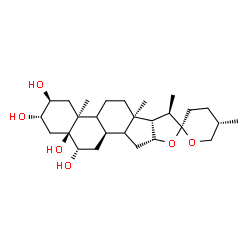ChemSpider 2D Image | (2beta,3alpha,5beta,6alpha,8alpha,9xi,10alpha,13alpha,14xi,17beta,20R,22S,25S)-Spirostan-2,3,5,6-tetrol | C27H44O6