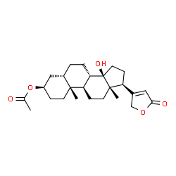 ChemSpider 2D Image | (3alpha,5alpha,8alpha,9beta,10alpha,13alpha,14alpha,17alpha)-3-Acetoxy-14-hydroxycard-20(22)-enolide | C25H36O5