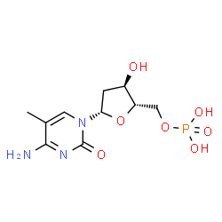 ChemSpider 2D Image | 4-Amino-1-(2-deoxy-5-O-phosphono-beta-L-erythro-pentofuranosyl)-5-methyl-2(1H)-pyrimidinone | C10H16N3O7P
