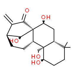 ChemSpider 2D Image | (1alpha,5beta,7alpha,9beta,10alpha,13alpha,14R)-1,7,14,20-Tetrahydroxykaur-16-en-15-one | C20H30O5