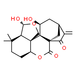 ChemSpider 2D Image | (1S,4S,8R,9R,12S,13R,14S,16R)-9,14-Dihydroxy-7,7-dimethyl-17-methylene-3,10-dioxapentacyclo[14.2.1.0~1,13~.0~4,12~.0~8,12~]nonadecane-2,18-dione | C20H26O6