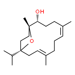 ChemSpider 2D Image | (1R,2R,5Z,9E,12R)-12-Isopropyl-1,5,9-trimethyl-15-oxabicyclo[10.2.1]pentadeca-5,9-dien-2-ol | C20H34O2