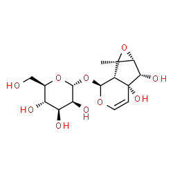 ChemSpider 2D Image | (1aR,1bS,2S,5aR,6S,6aR)-5a,6-Dihydroxy-1a-methyl-1a,1b,2,5a,6,6a-hexahydrooxireno[4,5]cyclopenta[1,2-c]pyran-2-yl alpha-D-mannopyranoside | C15H22O10