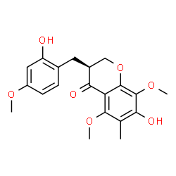 ChemSpider 2D Image | (3S)-7-Hydroxy-3-(2-hydroxy-4-methoxybenzyl)-5,8-dimethoxy-6-methyl-2,3-dihydro-4H-chromen-4-one | C20H22O7
