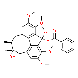 ChemSpider 2D Image | (6S,7R)-7-Hydroxy-2,3,10,11,12-pentamethoxy-6,7-dimethyl-5,6,7,8-tetrahydrodibenzo[a,c][8]annulen-1-yl benzoate | C30H34O8