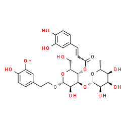ChemSpider 2D Image | 2-(3,4-Dihydroxyphenyl)ethyl 3-O-(6-deoxy-beta-D-allopyranosyl)-4-O-[(2E)-3-(3,4-dihydroxyphenyl)-2-propenoyl]-beta-D-gulopyranoside | C29H36O15