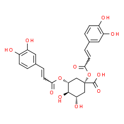 ChemSpider 2D Image | (1R,3R,4R,5S)-1,3-Bis{[(2E)-3-(3,4-dihydroxyphenyl)-2-propenoyl]oxy}-4,5-dihydroxycyclohexanecarboxylic acid | C25H24O12