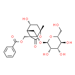 ChemSpider 2D Image | [(1S,3R,4R,6S,9R)-4-Hydroxy-1-(alpha-D-mannopyranosyloxy)-6-methyl-8-oxo-7-oxatricyclo[4.3.0.0~3,9~]non-9-yl]methyl benzoate | C23H28O11