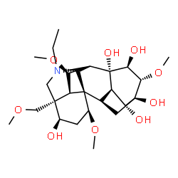 ChemSpider 2D Image | (1alpha,3alpha,6alpha,13alpha,14beta,15alpha,16beta)-20-Ethyl-1,6,16-trimethoxy-4-(methoxymethyl)aconitane-3,8,13,14,15-pentol | C25H41NO9