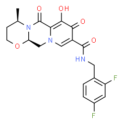 ChemSpider 2D Image | (4R,12aR)-N-(2,4-Difluorobenzyl)-7-hydroxy-4-methyl-6,8-dioxo-3,4,6,8,12,12a-hexahydro-2H-pyrido[1',2':4,5]pyrazino[2,1-b][1,3]oxazine-9-carboxamide | C20H19F2N3O5