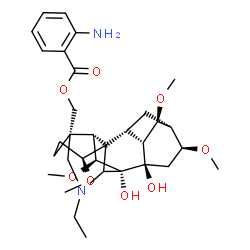 ChemSpider 2D Image | [(1beta,4beta,6beta,7beta,14beta,16beta,17xi)-20-Ethyl-7,8-dihydroxy-1,6,14,16-tetramethoxyaconitan-4-yl]methyl 2-aminobenzoate | C32H46N2O8