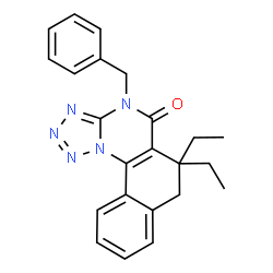 ChemSpider 2D Image | 4-Benzyl-6,6-diethyl-6,7-dihydrobenzo[h]tetrazolo[1,5-a]quinazolin-5(4H)-one | C23H23N5O