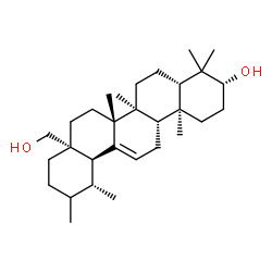 ChemSpider 2D Image | (3alpha,5beta,8alpha,9beta,10alpha,14beta,17alpha,18alpha,19alpha,20xi)-Urs-12-ene-3,28-diol | C30H50O2