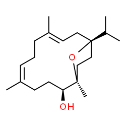 ChemSpider 2D Image | (1S,2S,5Z,9E,12S)-12-Isopropyl-1,5,9-trimethyl-15-oxabicyclo[10.2.1]pentadeca-5,9-dien-2-ol | C20H34O2