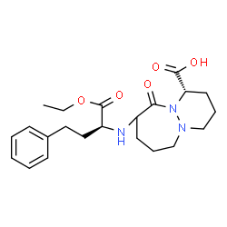 ChemSpider 2D Image | (1S)-9-{[(2S)-1-Ethoxy-1-oxo-4-phenyl-2-butanyl]amino}-10-oxooctahydro-6H-pyridazino[1,2-a][1,2]diazepine-1-carboxylic acid | C22H31N3O5