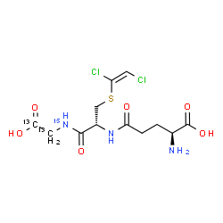 ChemSpider 2D Image | L-gamma-Glutamyl-S-[(E)-1,2-dichlorovinyl]-L-cysteinyl(~13~C_2_,~15~N)glycine | C1013C2H17Cl2N215NO6S