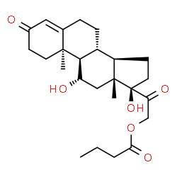 ChemSpider 2D Image | (8alpha,9beta,11beta,13alpha,14beta)-11,17-Dihydroxy-3,20-dioxopregn-4-en-21-yl butyrate | C25H36O6