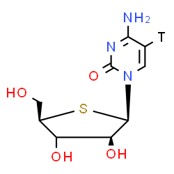 ChemSpider 2D Image | 4-Amino-1-[(3xi)-4-thio-beta-D-threo-pentofuranosyl]-2(1H)-(5-~3~H)pyrimidinone | C9H12TN3O4S