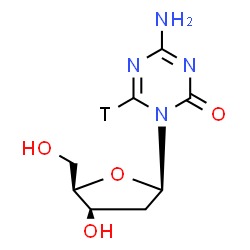ChemSpider 2D Image | 4-Amino-1-(2-deoxy-beta-D-threo-pentofuranosyl)(~3~H)-1,3,5-triazin-2(1H)-one | C8H11TN4O4