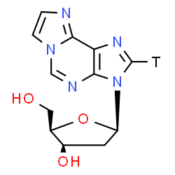 ChemSpider 2D Image | 3-(2-Deoxy-beta-D-threo-pentofuranosyl)(2-~3~H)-3H-imidazo[2,1-i]purine | C12H12TN5O3